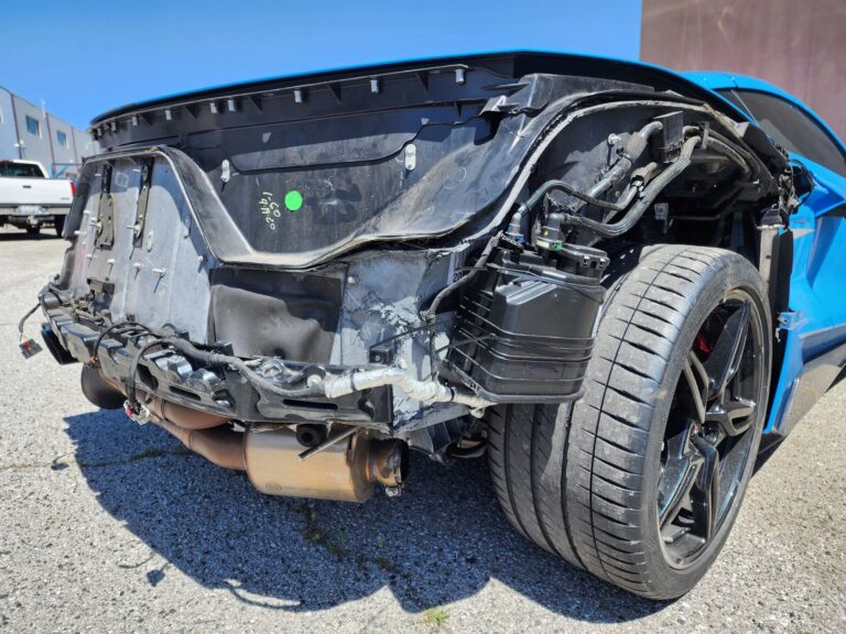 Blue C-8 Corvette collision repair at Automotive Enterprise, San Carlos CA – photo 3