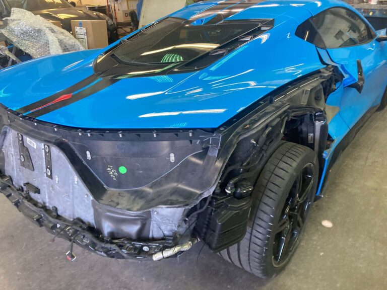 Blue C-8 Corvette collision repair at Automotive Enterprise, San Carlos CA – photo 4