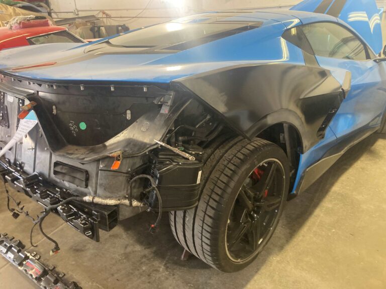 Blue C-8 Corvette collision repair at Automotive Enterprise, San Carlos CA – photo 9
