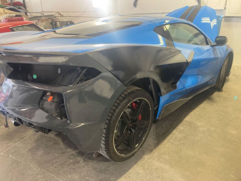 Blue C-8 Corvette collision repair at Automotive Enterprise, San Carlos CA – photo 10