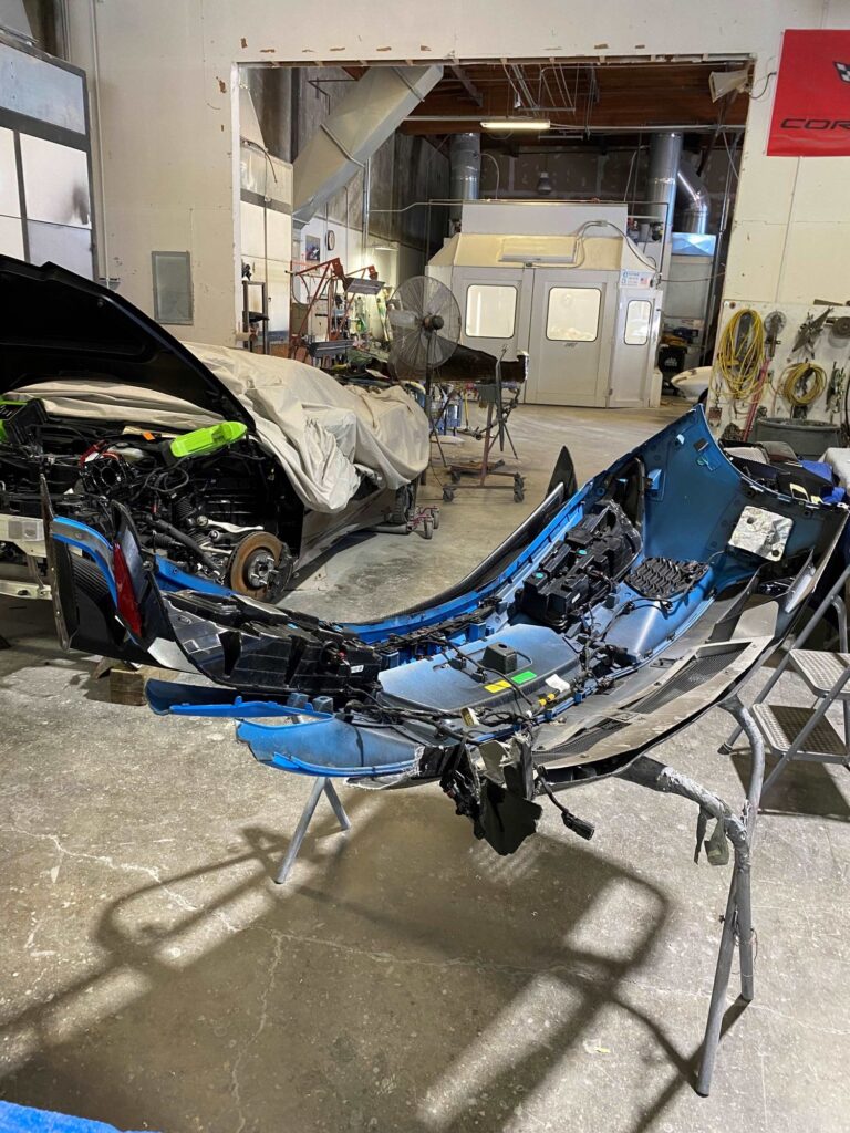Blue C-8 Corvette collision repair at Automotive Enterprise, San Carlos CA – photo 21