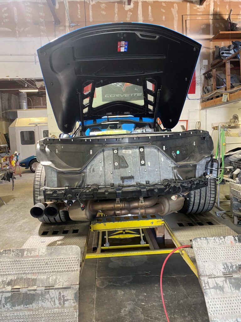 Blue C-8 Corvette collision repair at Automotive Enterprise, San Carlos CA – photo 22