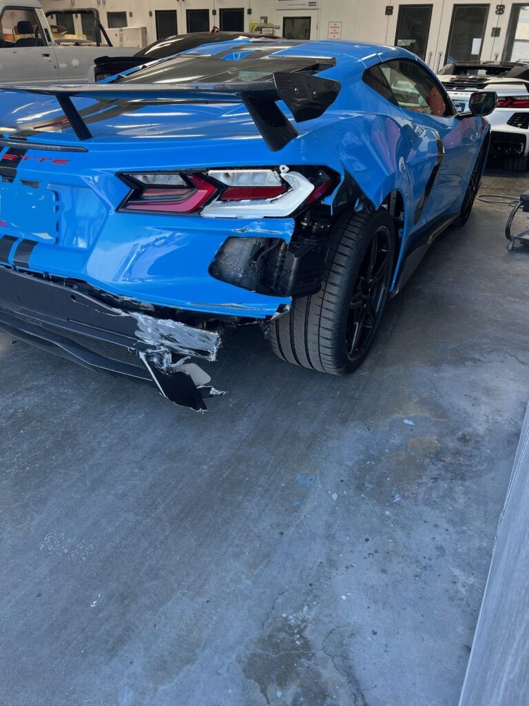 Blue C-8 Corvette collision repair at Automotive Enterprise, San Carlos CA – photo 24