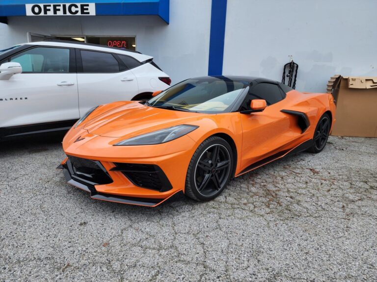 2024 Orange C-8 Corvette collision repair at Automotive Enterprise, San Carlos CA – photo 1