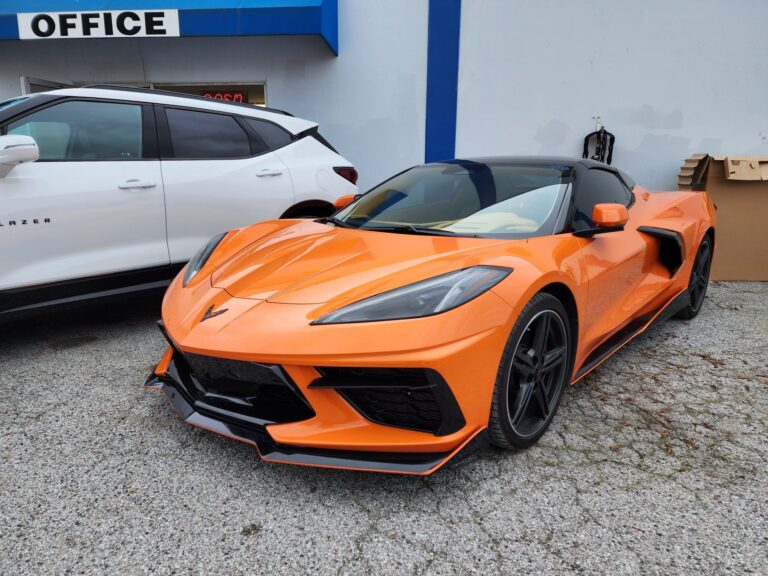 2024 Orange C-8 Corvette collision repair at Automotive Enterprise, San Carlos CA – photo 3