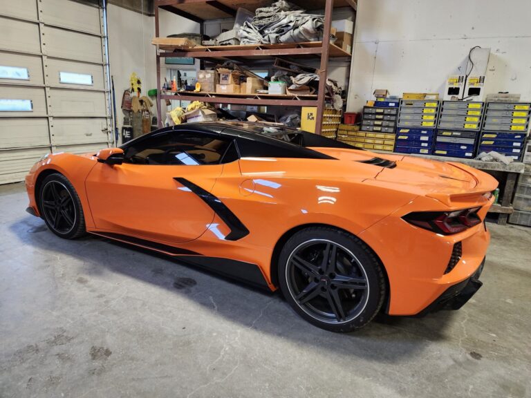 2024 Orange C-8 Corvette collision repair at Automotive Enterprise, San Carlos CA – photo 12