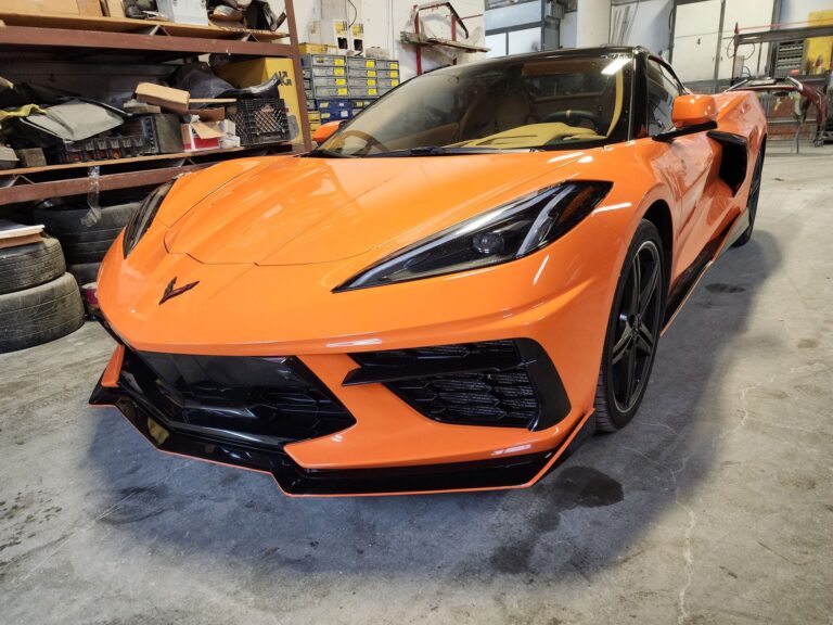 2024 Orange C-8 Corvette collision repair at Automotive Enterprise, San Carlos CA – photo 13