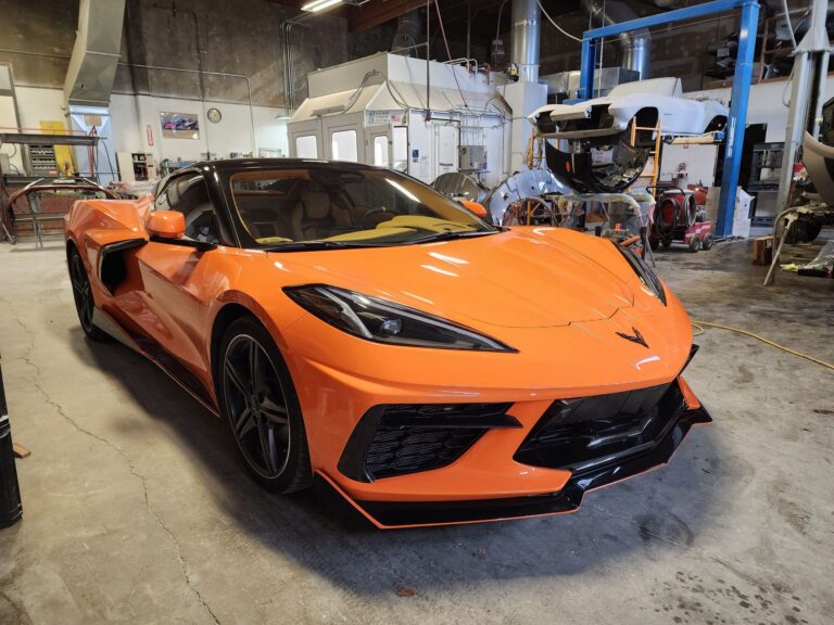 2024 Orange C-8 Corvette collision repair at Automotive Enterprise, San Carlos CA – photo 14
