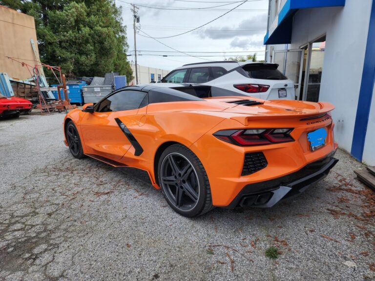2024 Orange C-8 Corvette collision repair at Automotive Enterprise, San Carlos CA – photo 18
